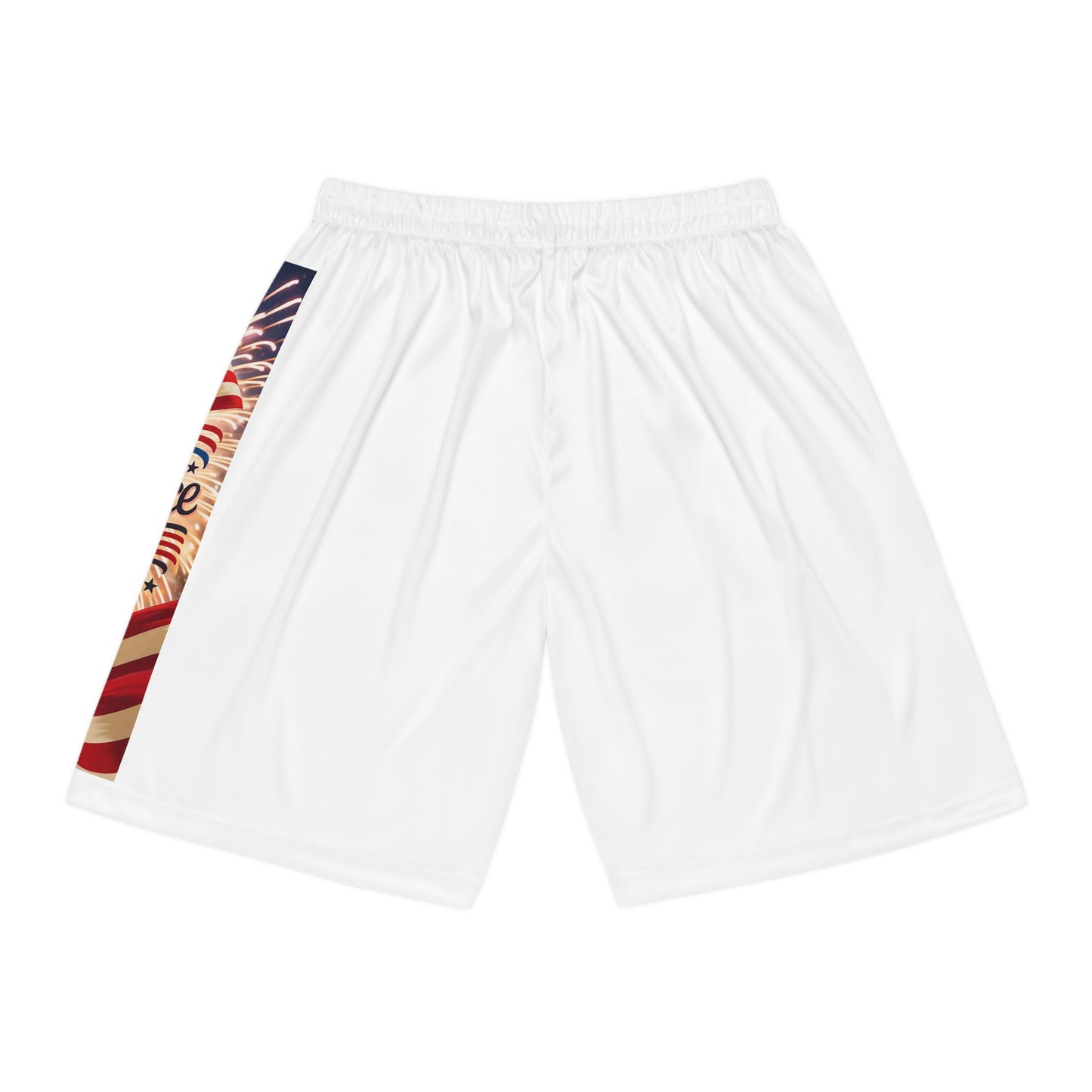 Lion's Main Apparel Patriotic Happy Independence Day Basketball Shorts