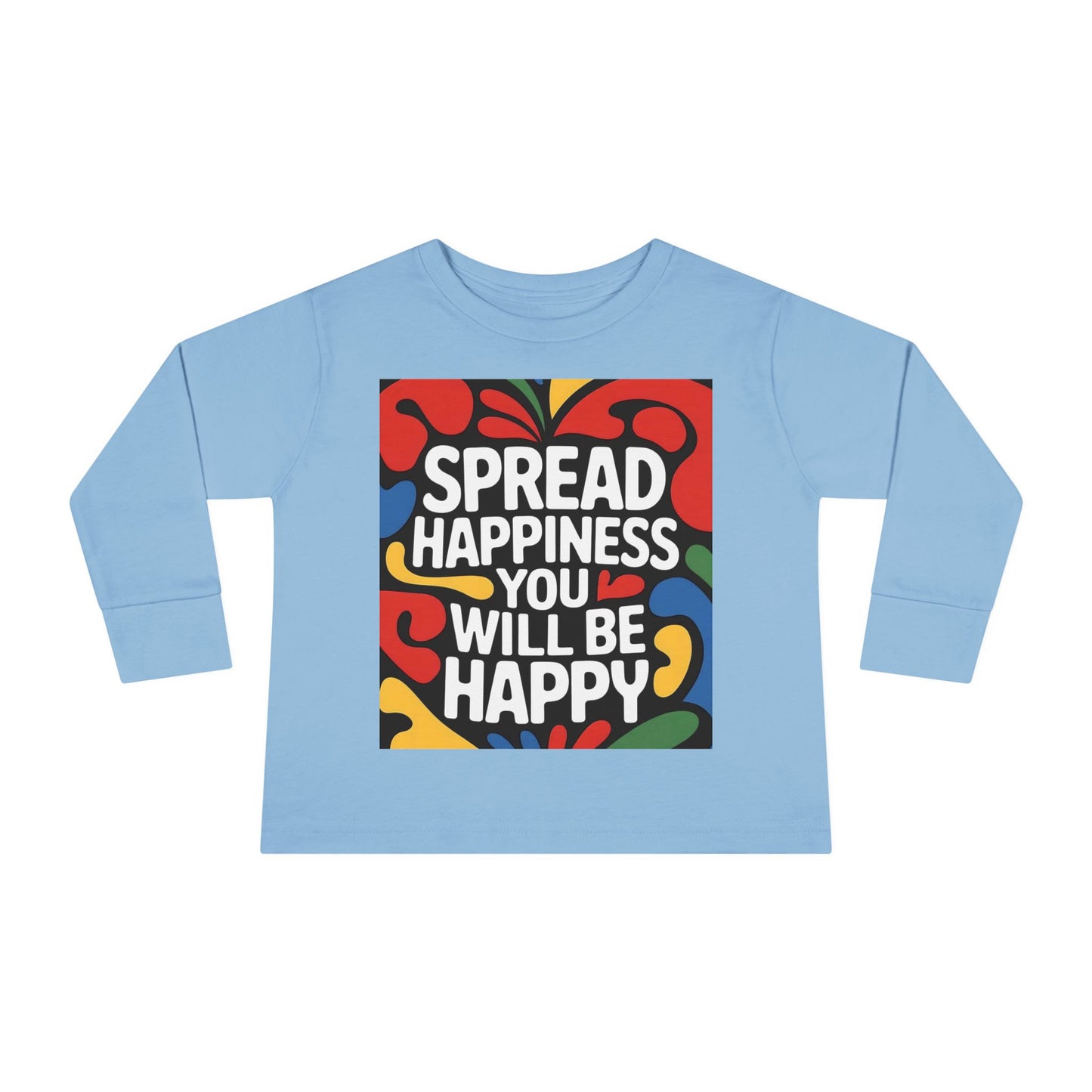 Lion's Main Apparel Toddler Long Sleeve Tee - "Spread Happiness" Graphic Tee for Kids