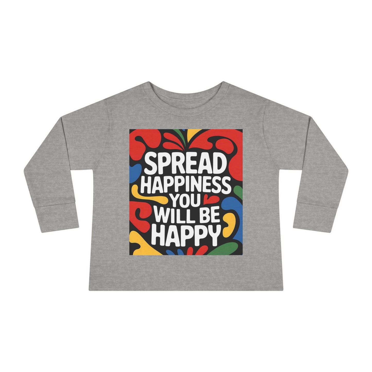 Lion's Main Apparel Toddler Long Sleeve Tee - "Spread Happiness" Graphic Tee for Kids