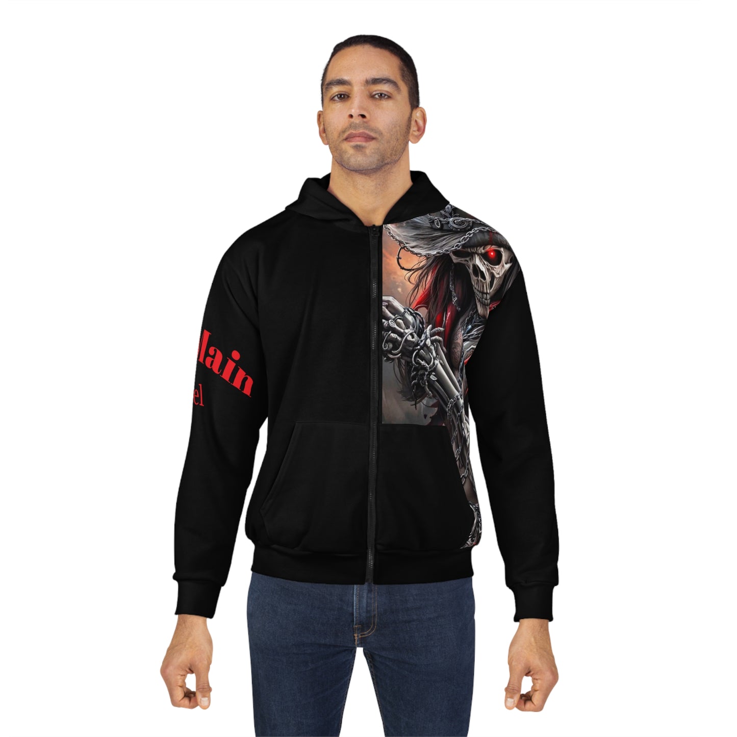 Lion's Main Apparel Unisex "Beware" Skull Pirate Zip Hoodie