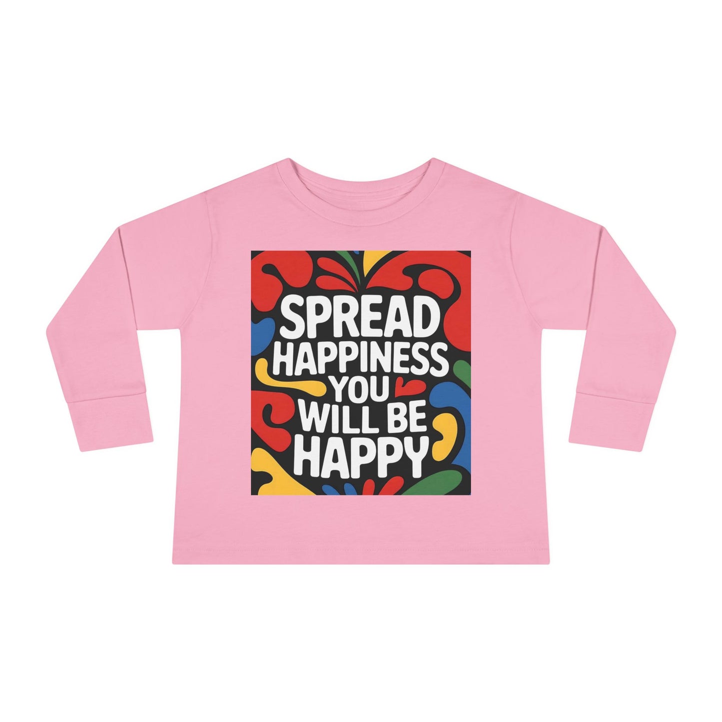Lion's Main Apparel Toddler Long Sleeve Tee - "Spread Happiness" Graphic Tee for Kids