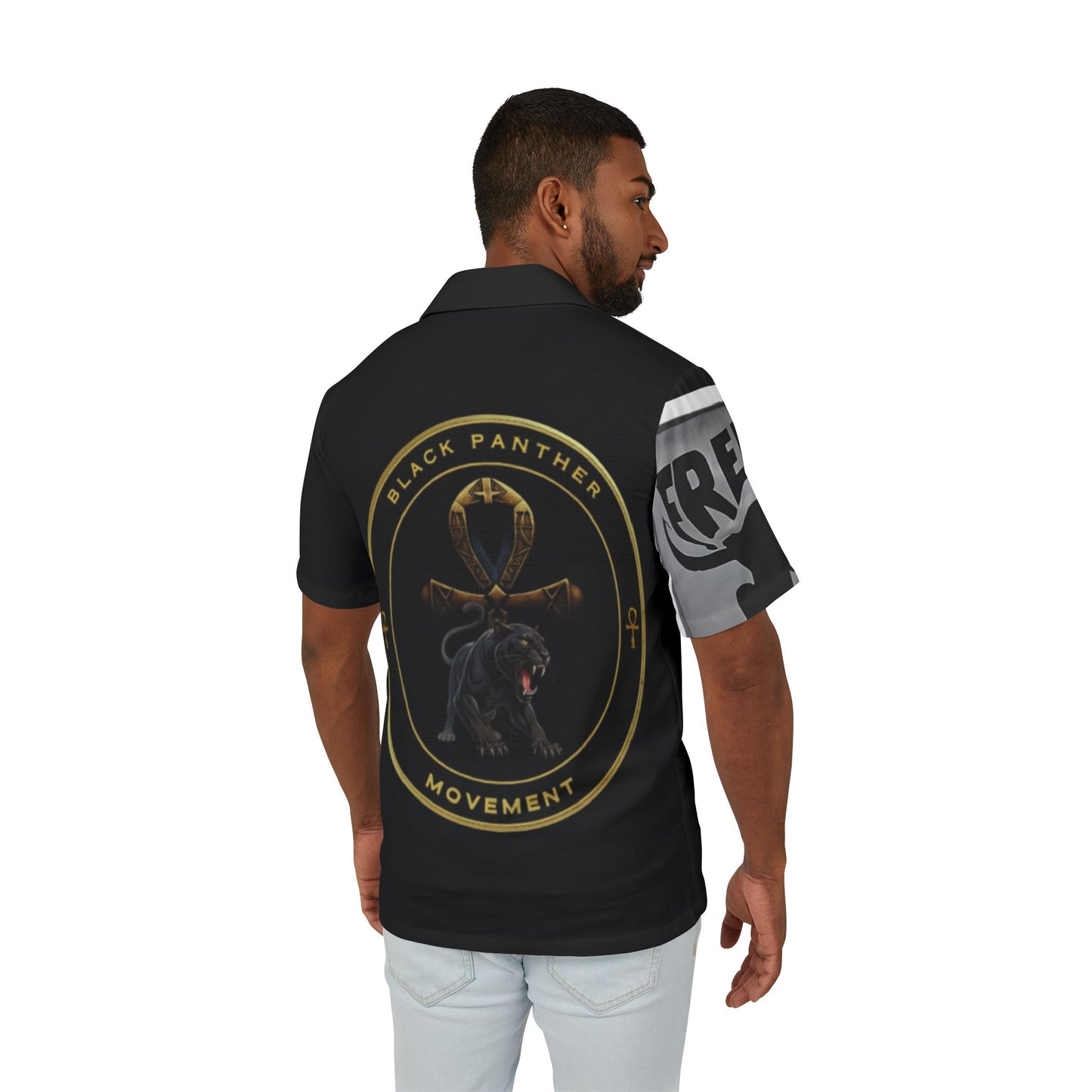 Lion's Main Apparel Men's Hawaiian Camp Black Panther Movement Shirt