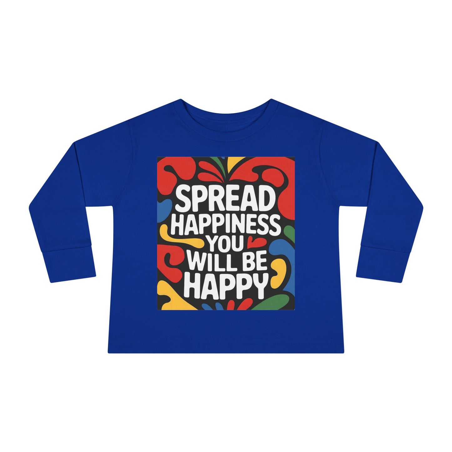 Lion's Main Apparel Toddler Long Sleeve Tee - "Spread Happiness" Graphic Tee for Kids