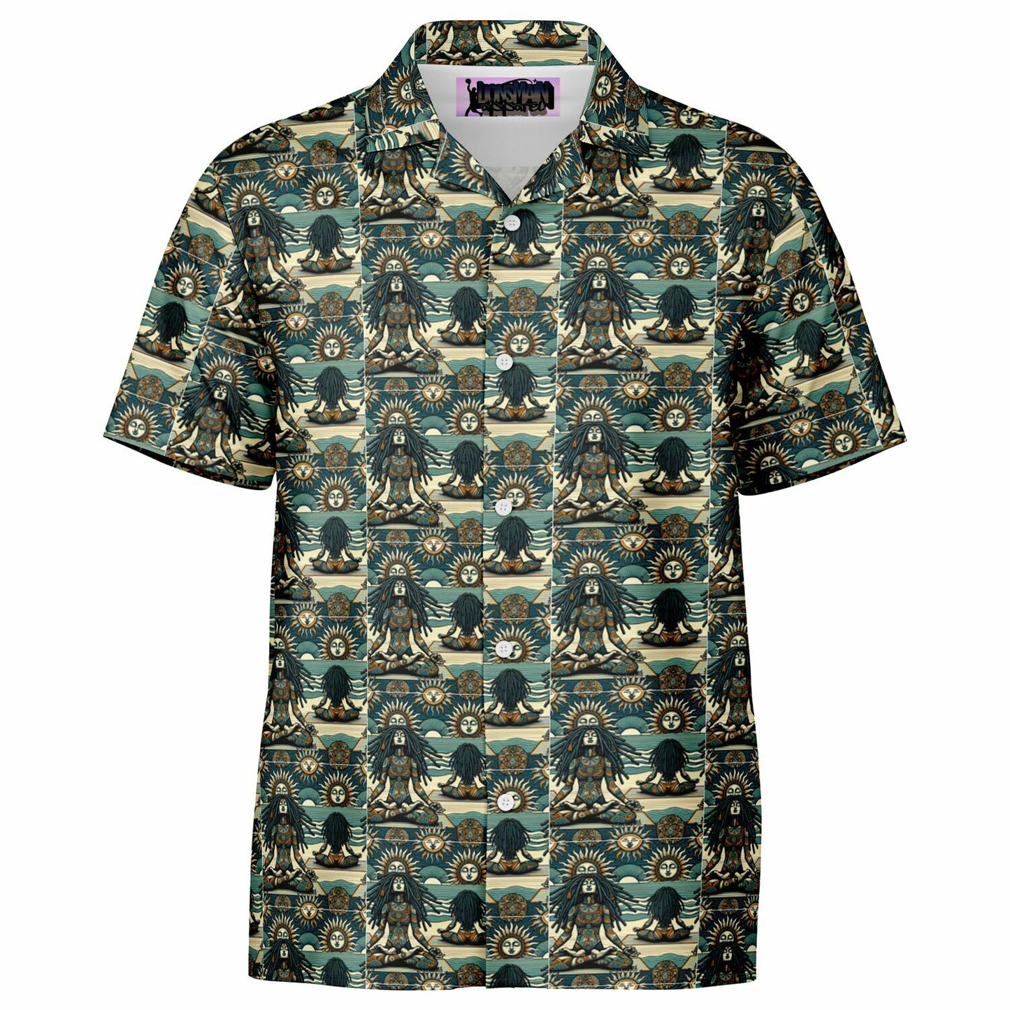 Lions Main Spread Collar Short Sleeve Button-Down Shirt - AOP