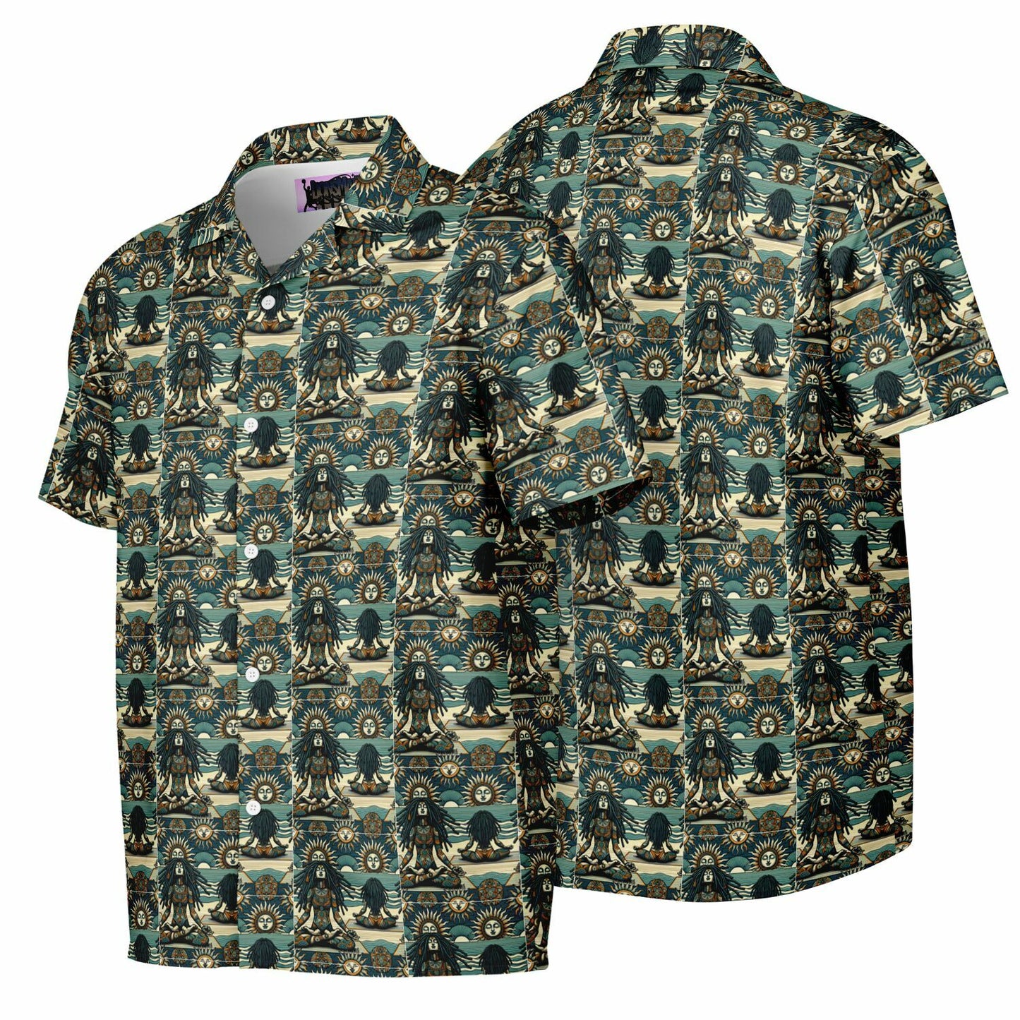 Lions Main Spread Collar Short Sleeve Button-Down Shirt - AOP