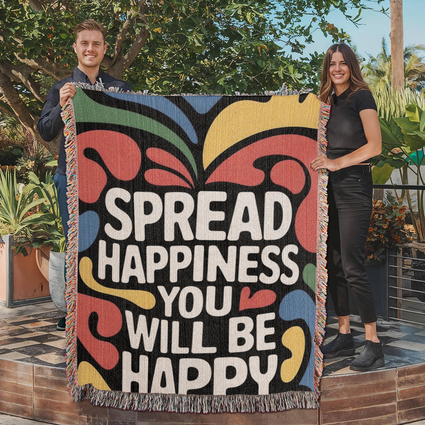 Lion's Main Apparel "Spread Happiness" Blanket/Personalizable