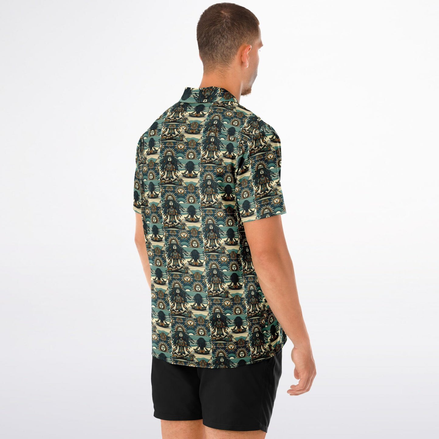 Lions Main Spread Collar Short Sleeve Button-Down Shirt - AOP
