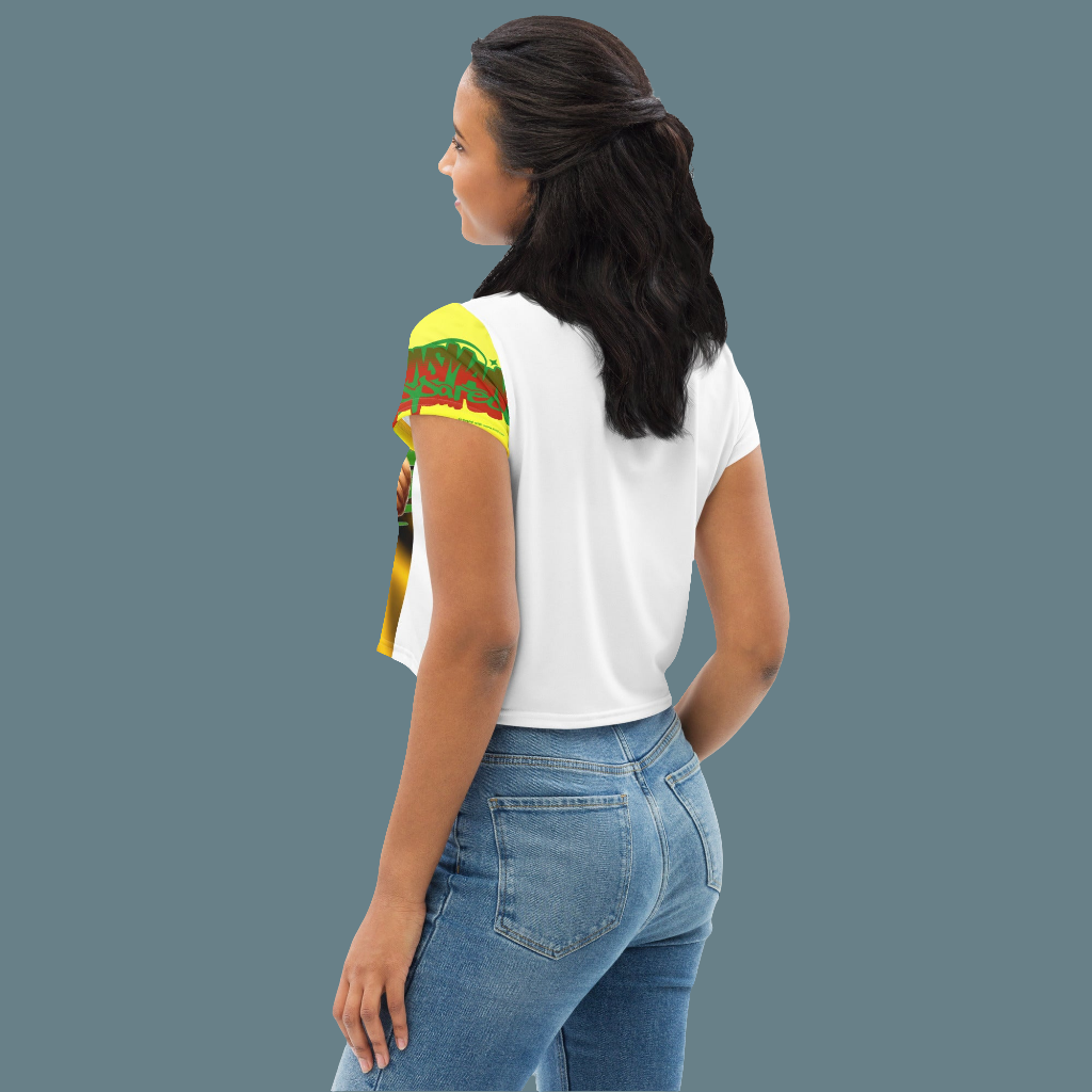 Lions Main Apparel Rasta Bear All-Over Print Crop Tee