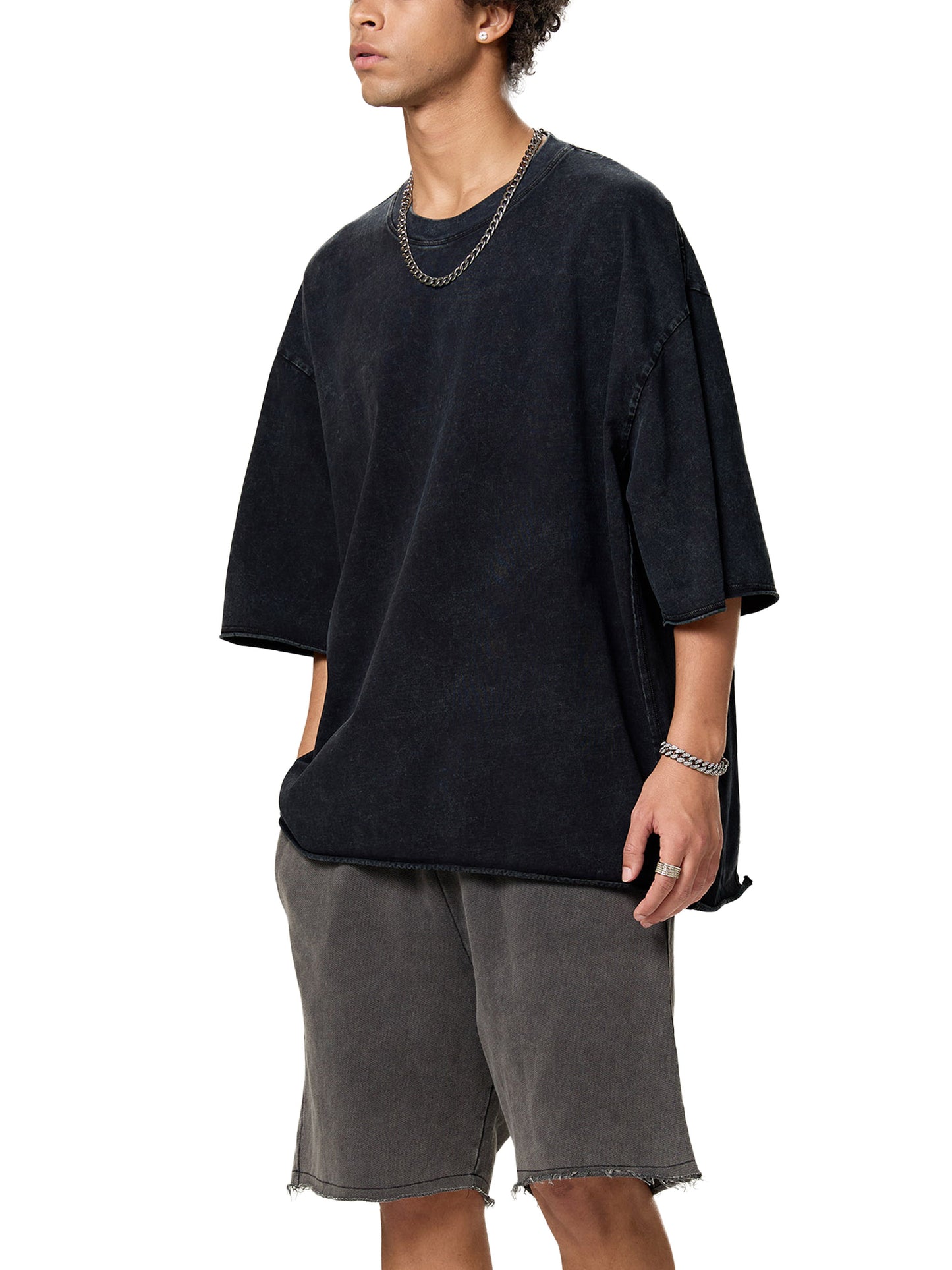 Lion's Main Apparel Royalty Raw Edge Snow Washed Boxy T-Shirt