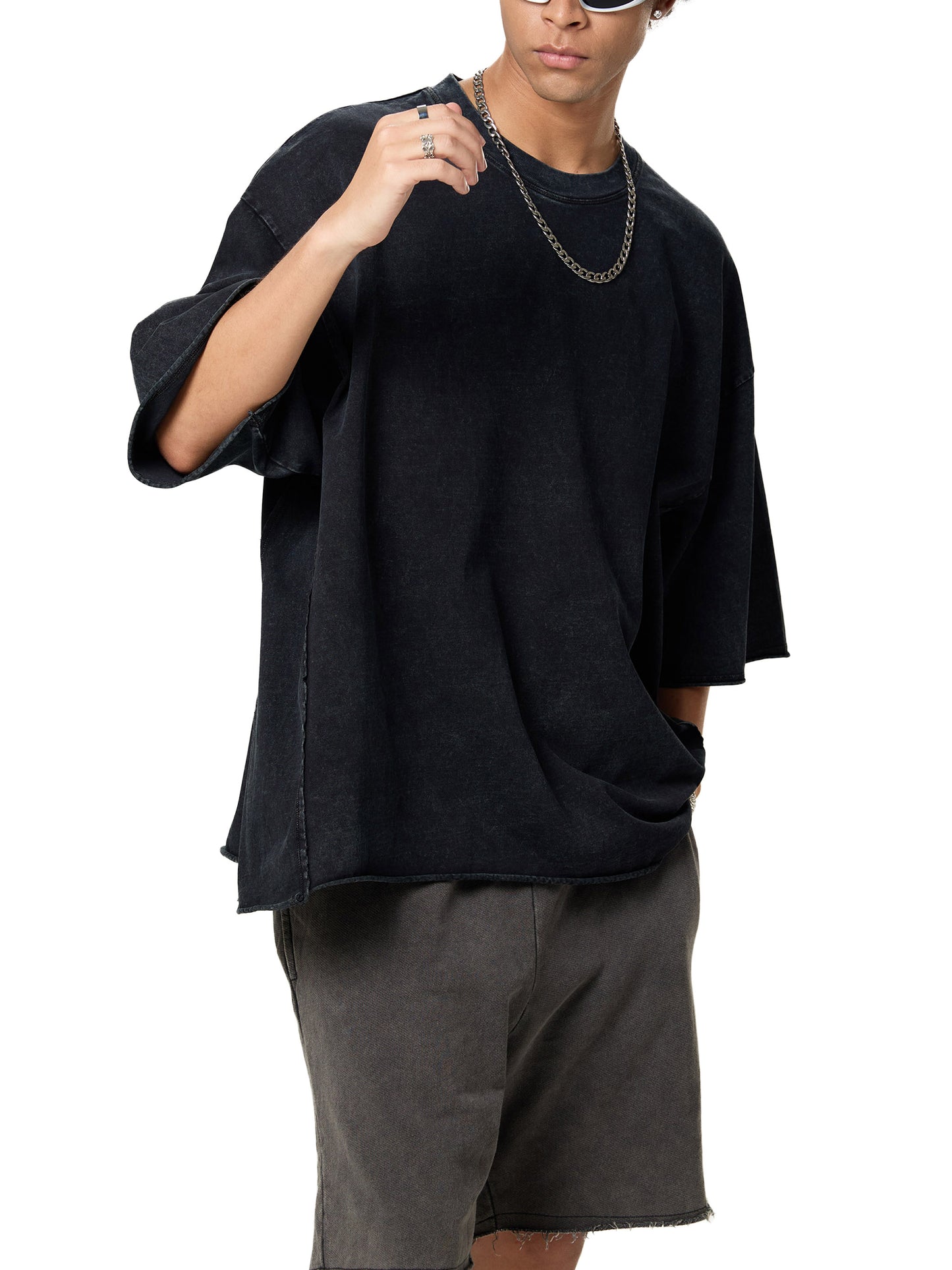 Lion's Main Apparel Royalty Raw Edge Snow Washed Boxy T-Shirt