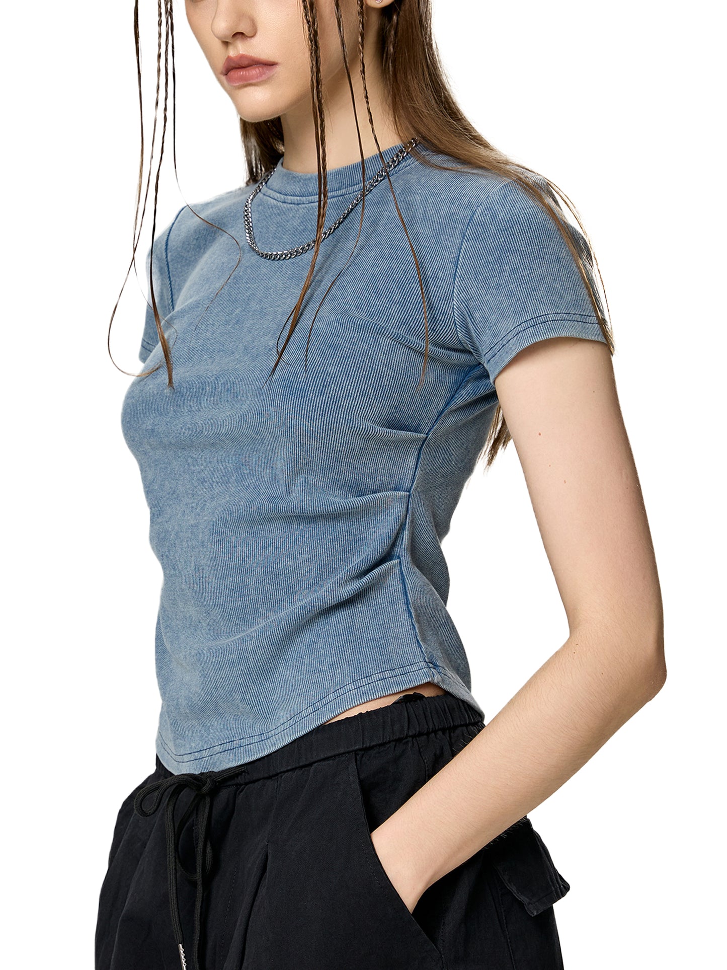 Lion's Main Apparel Royalty Vintaged-Wash Bodycon Cotton T-Shirt