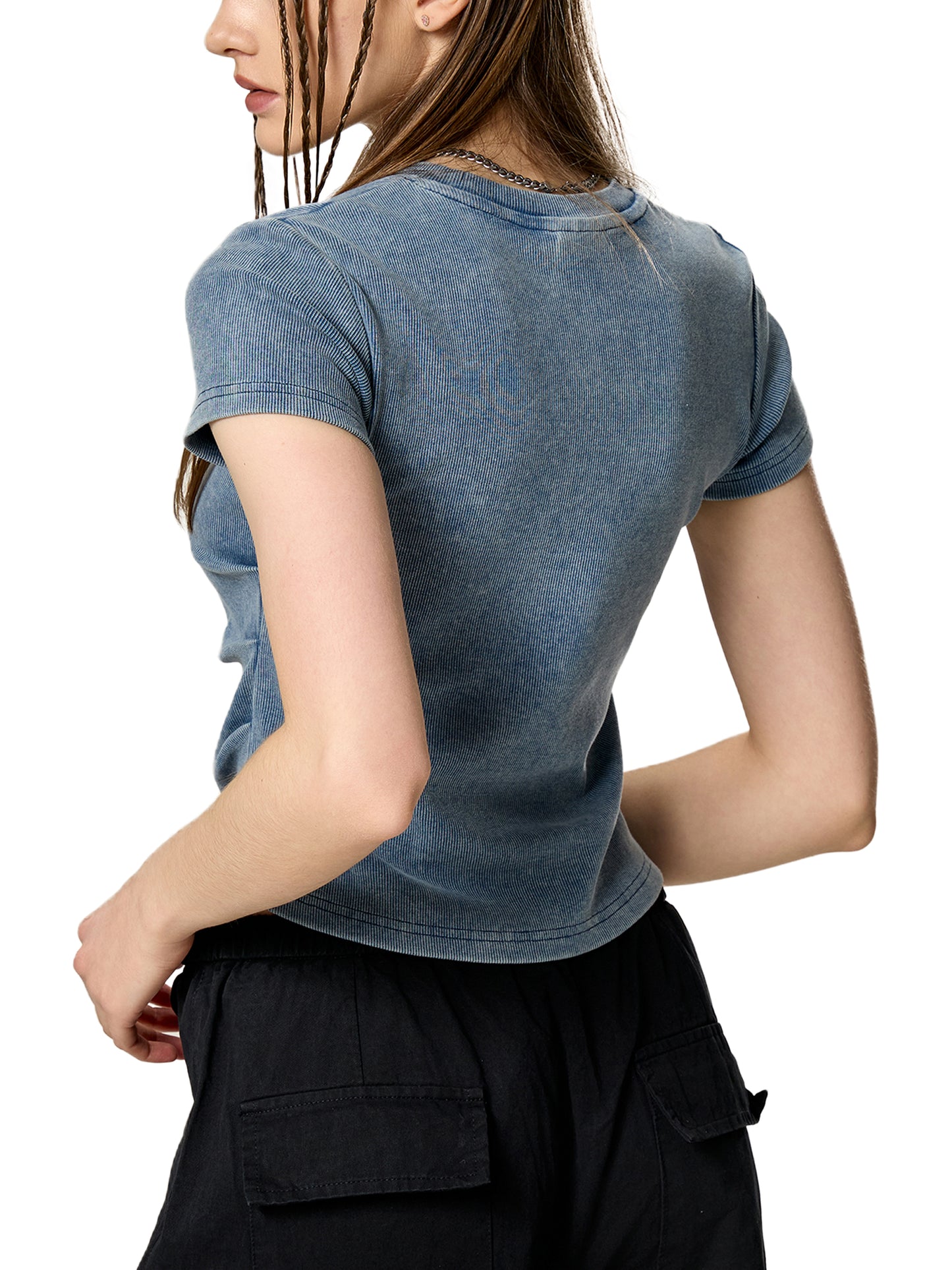 Lion's Main Apparel Royalty Vintaged-Wash Bodycon Cotton T-Shirt