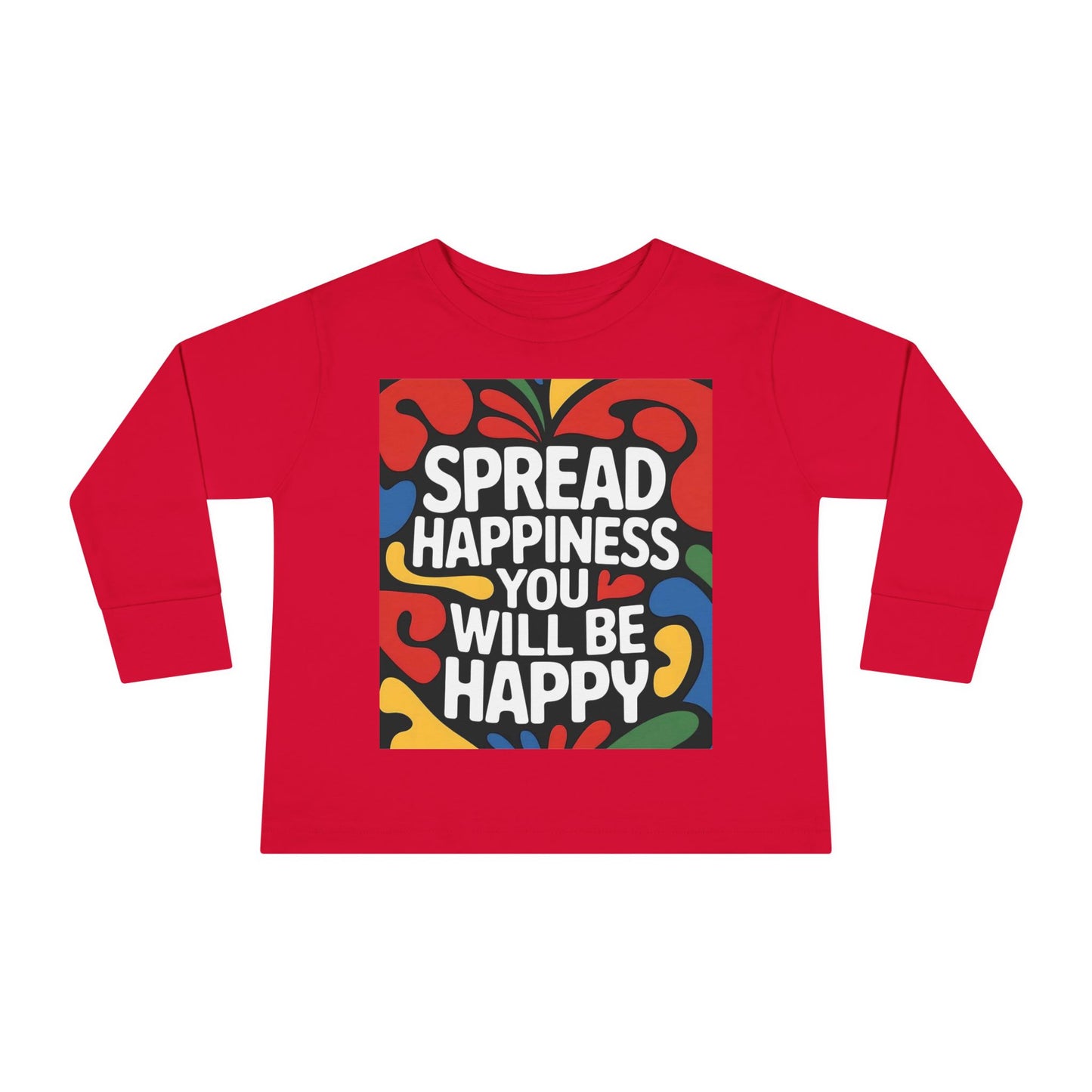 Lion's Main Apparel Toddler Long Sleeve Tee - "Spread Happiness" Graphic Tee for Kids