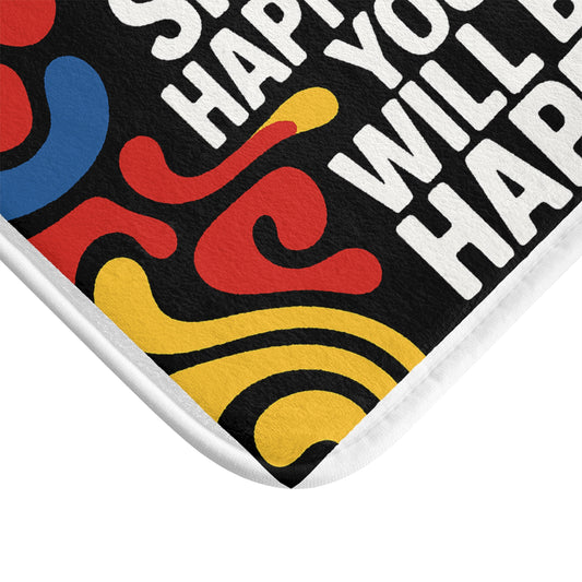 Lion's Main Apparel Colorful Inspirational Bath Mat - Spread Happiness