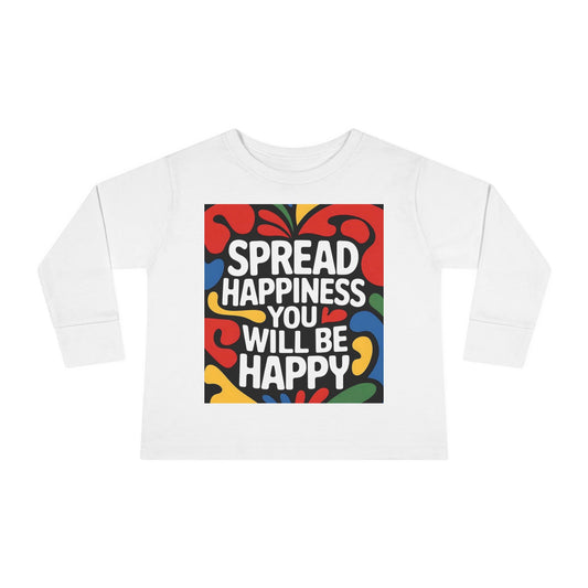 Lion's Main Apparel Toddler Long Sleeve Tee - "Spread Happiness" Graphic Tee for Kids