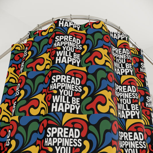Lion's Main Apparel Colorful Spread Happiness Shower Curtain, Buy 1, Get Matching Bath mat FREE!! 💥🔥🔥🔥🔥🔥🛒Buy NOW!!