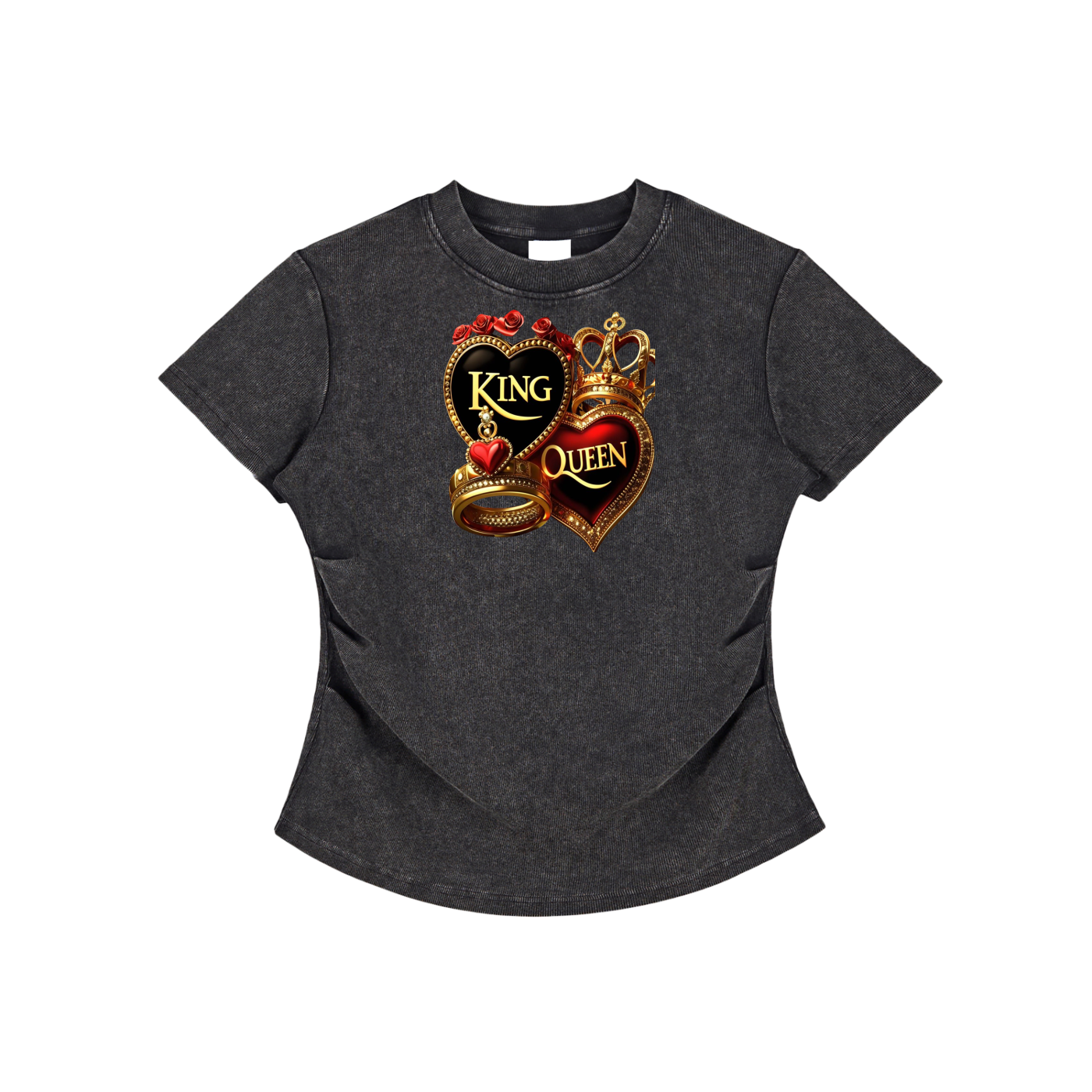 Lion's Main Apparel Royalty is Queen Vintaged-Wash Bodycon Cotton T-Shirt